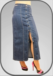 Dlouhá jeansová propínací sukně 184