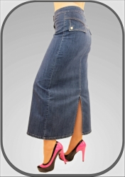 Dlouhá jeansová propínací sukně 1843