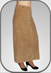 Manšestrová béžová dlouhá sukně 5205