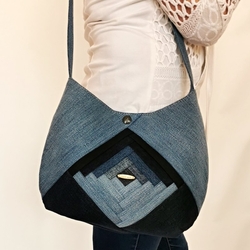 Džínová modrá kabelka přes rameno ALABASTR patchwork