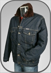 Pánská jeansová bunda s hnědým kožíškem MICHAL 5