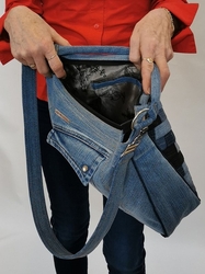 Kombinovaná riflová taška ozdobená zipem - kopie