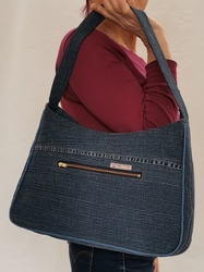 Ručně šitá riflová kabelka s proplétáním