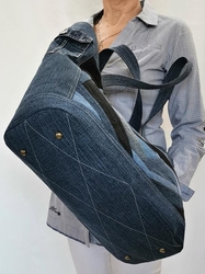 Ručně šitá jeansová taška s patchworkem TOPAZ