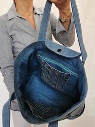 Ručně šitá riflová taška s patchworkem TOPAZ-2