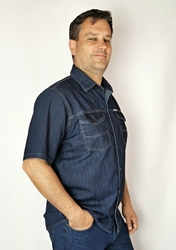 Pánská džínová košile s krátkým rukávem 154