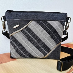 Riflová černo-béžová crossbody kabelka  AKVAMARÍN 15