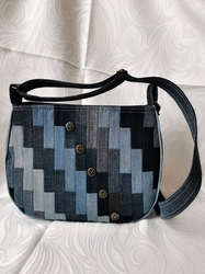 Ručně šitá riflová kabelka DIAMANT patchwork
