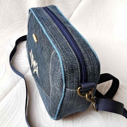 Riflová modrá kabelka GRANÁTEK s výšivkou