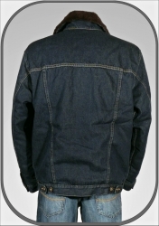 Pánská jeansová bunda s hnědým kožíškem MICHAL 4