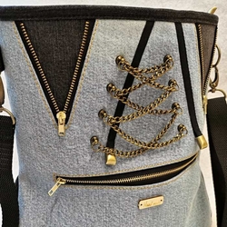 Jeansová kabelka s řetízkem SAFÍR 3
