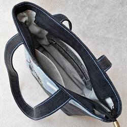 Džínová ručně šitá kabelka s výšivkou SMARAGD 3