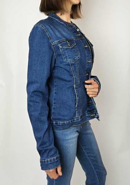 Dámská středně modrá džínová bunda se stojáčkem 096SV
