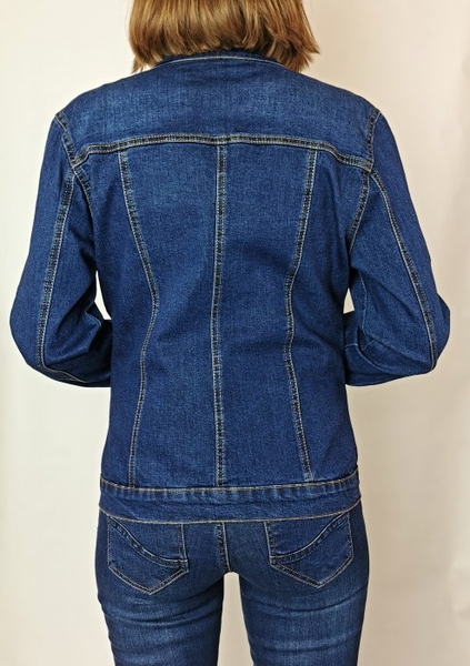 Dámská tmavě modrá džínová bunda se stojáčkem 096TM